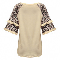 Beautiful leopard print half sleeve loose casual T-shirt 35
