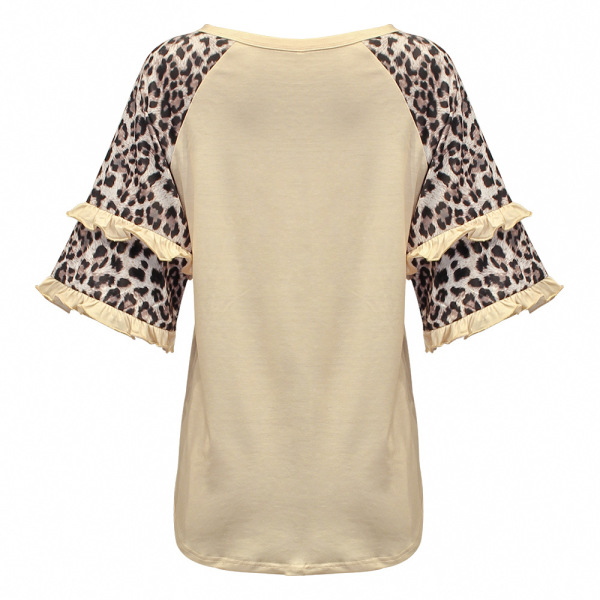 Beautiful leopard print half sleeve loose casual T-shirt 35