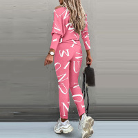 Letter Printed Long Sleeve Trousers Casual Suit 47