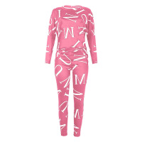 Letter Printed Long Sleeve Trousers Casual Suit 47