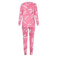 Letter Printed Long Sleeve Trousers Casual Suit 47