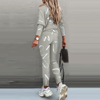 Letter Printed Long Sleeve Trousers Casual Suit 49