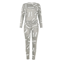 Letter Printed Long Sleeve Trousers Casual Suit 49