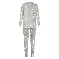 Letter Printed Long Sleeve Trousers Casual Suit 49