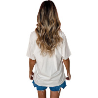 Letter Printed Ripped Loose Casual T-Shirt 44