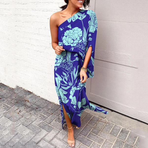 Loose off-shoulder waist printed dress 7