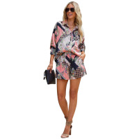 Printed Lapel Cardigan Single Breasted Casual Suit 60