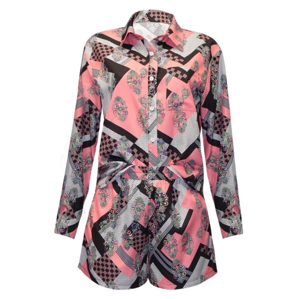 Printed Lapel Cardigan Single Breasted Casual Suit 60
