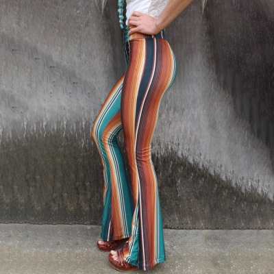 Printed Skinny High Waist Casual Flared Pants 17 