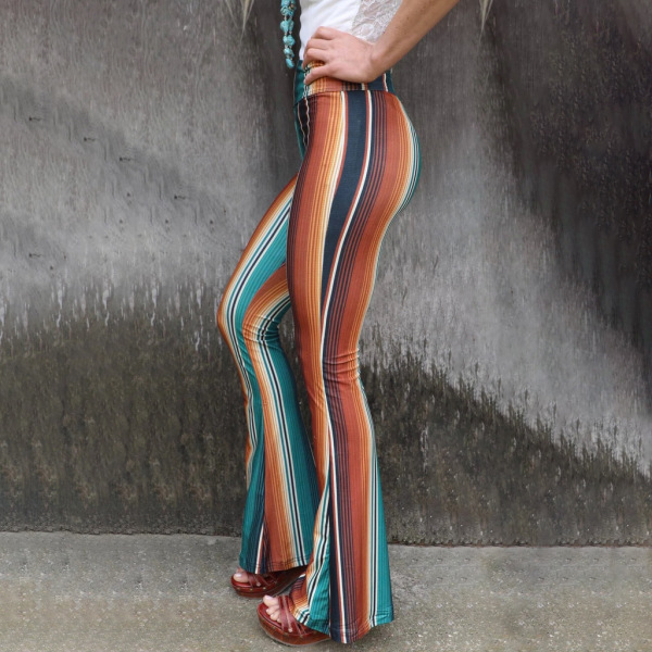 Printed Skinny High Waist Casual Flared Pants 17 