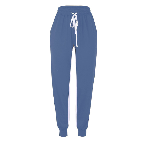 Solid color stitching elastic cuff casual pants 24