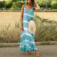 Suspender dress printed striped long dress loose dress 15